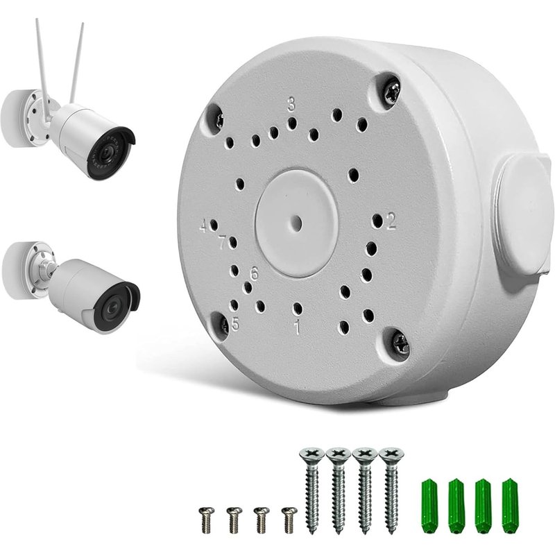 106mm Deep Base Connection Box for CCTV Cameras,Heavy Duty Metal Housing for Mounting and Cable Management for Dome and Bullet Type CCTV IP Cameras.