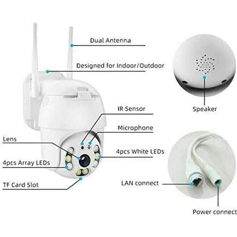ICSEE Outdoor WiFi Surveillance Camera,Full HD 1080P,PTZ Wireless IP,with Motion Detection