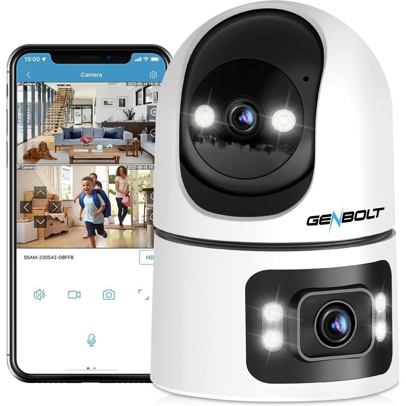 Indoor Wifi Surveillance Camera,Cctv Home Ip Security Camera Dual Lens 360° Intelligent Human Detection,Nanny Pet Dog Cam,2.4&5ghz Dual Wifi Baby Monitor
