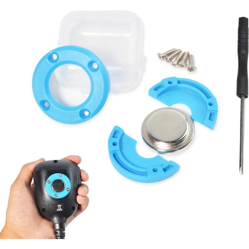 Magnetic Microphone Holder for CB Radio,Walkie Talkie Microphone Holder,Round Button Microphone Holder with 3M Adhesive for Kenwood Motorola Speaker for Radio (Blue)