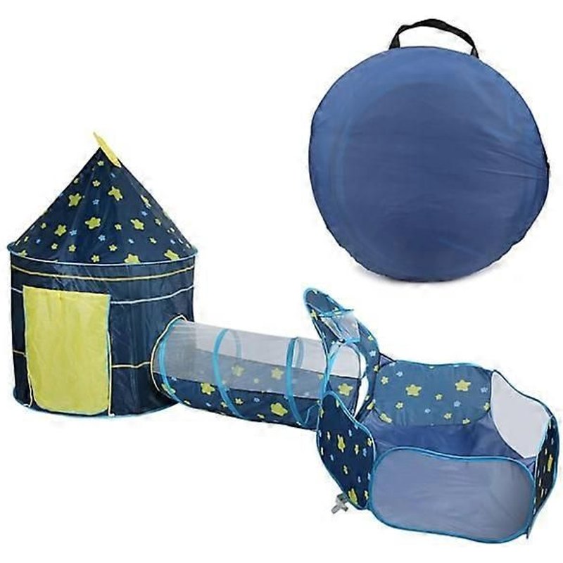 Tente De Jeu Pour Bébé, Tunnel Rampant, Piscine À Balles, Bleu, 3 Pièces