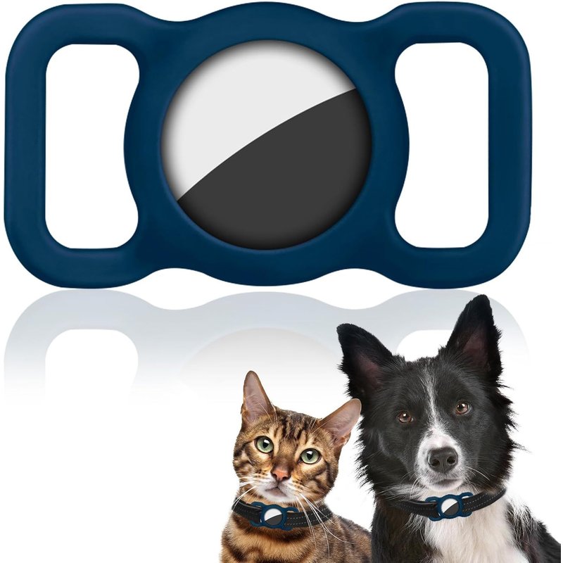 Airtag Silicone Protective Case,Airtag Protective Cover,Waterproof Anti-Lost Protective Case,Keychain For Pet Dog Cat Collar (Blue)