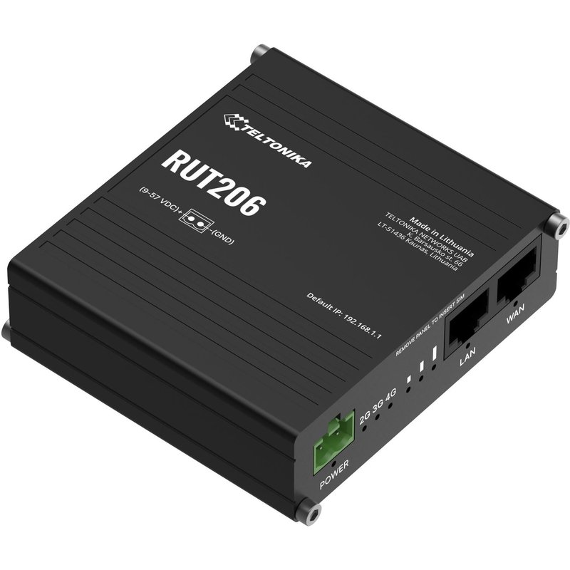 Teltonika RUT206 - Routeur sans fil - WWAN 2,4 Ghz - 3G, 4G, 2G - Montage sur rail DIN, fixation murale, montable en surface