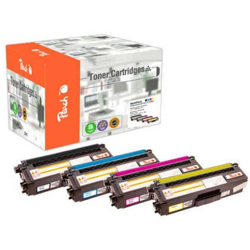 Peach Combi-Pack - Pack de 4 - S - noir, jaune, cyan, magenta - compatible - remanufacturé - cartouche de toner (alternative pour : Brother TN320BK, Brother TN320C, Brother TN320M, Brother TN320Y) - pour Brother DCP-9055CDN, DCP-9270CDN...