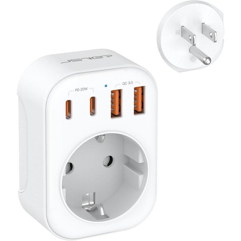 Adaptateur Prise USA,5 en 1 Adaptateur Voyage France vers USA/Canada avec 2 USB A et 2 Type C(PD 20W),Type B pour Canada Américaine Mexique Thailande Dominicaine(Blanc)