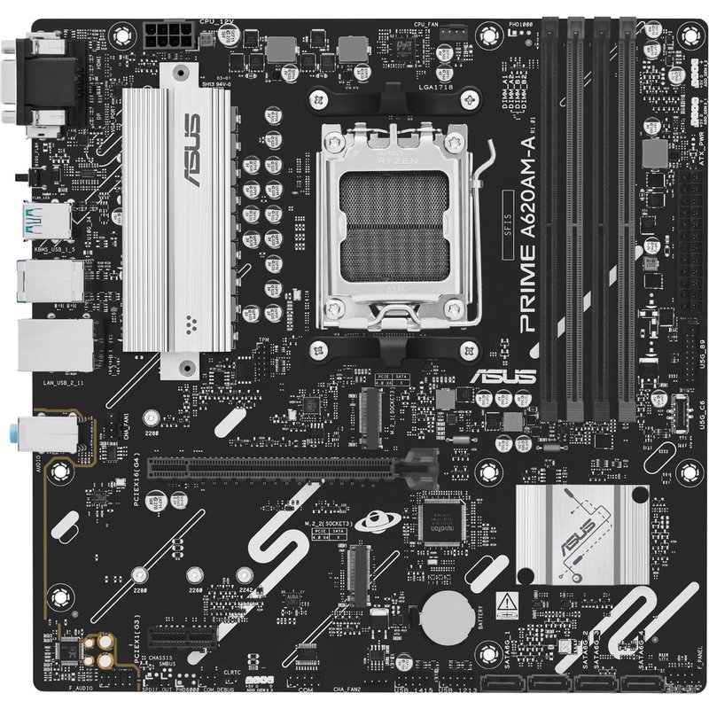 ASUS PRIME A620AM-A-CSM - Carte-mère - micro ATX - Socket AM5 - AMD A620A Chipset - USB-C 3.2 Gen 1, USB 3.2 Gen 1, USB 3.2 Gen 2 - Gigabit LAN - carte graphique embarquée (unité centrale...