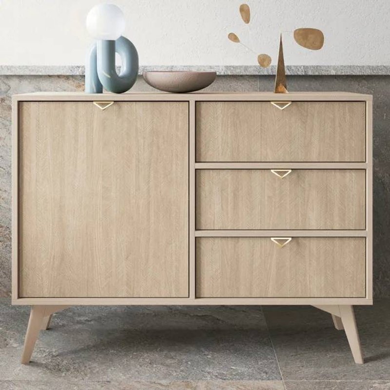 Buffet Komodee Tofino Kom1 Pieds En Bois Beige ChĂȘne 38 X 106 X 80 Cm