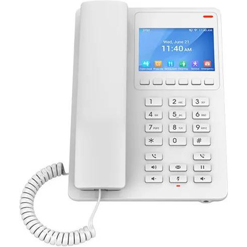 Téléphone d'hôtel Grandstream GHP630 SIP avec écran, blanc