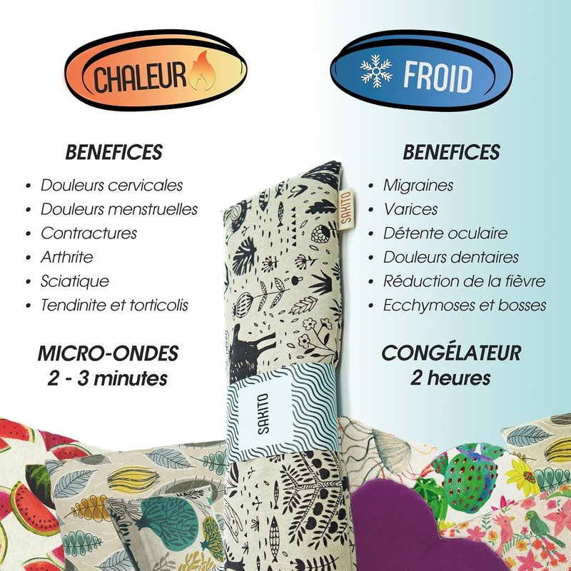 Bouillotte Micro-onde (25x25 cm) - Thérapie Naturelle contre le Stress et Douleurs Musculaires - Utilisation Chaude ou Froide - Grande Rétention de Chaleur - Tissu de Première Qualité - Parfum Lavande