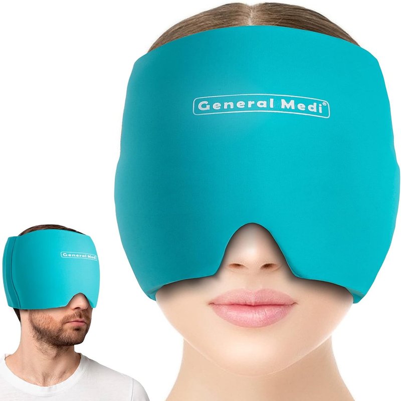 Masque Migraine - bonnet migraine relief cap, masque migraine et céphalées, headache hat les sinus et le stress, Compresse Chaud Froid Poche De Glace En Gel Vert Clair