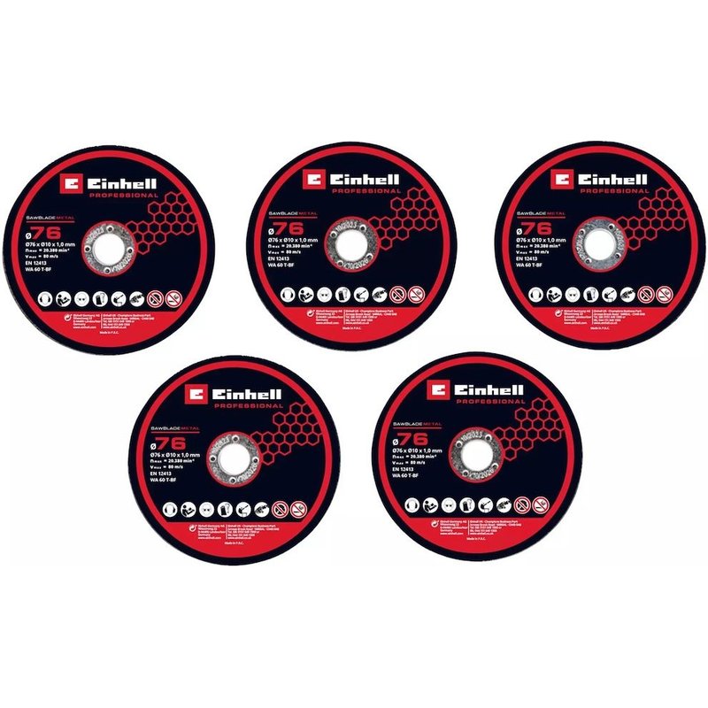 Kit de 5 disques de coupe fins ? 76 mm ? Métal ? Alésage 10 mm