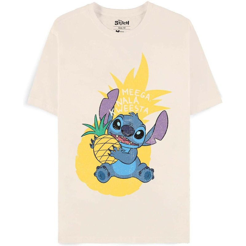 Difuzed Disney Lilo & Stitch - Pineapple Stitch Tee-Shirt Encolure Torsadée Manche Courte Coton - Xs
