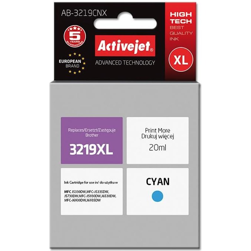 Activejet Encre AB-3219CNX (remplacement Brother LC3219C ; Suprême ; 20 ml ; bleu)