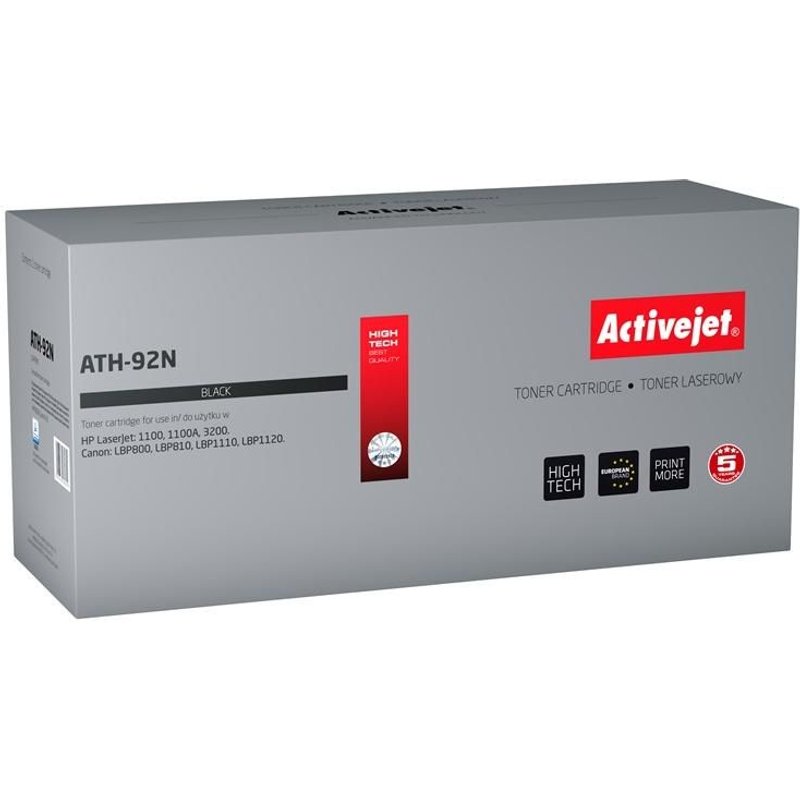 Activejet Cartouche de toner ATH-92N (remplacement de HP 92A C4092A, Canon EP-22 ; Suprême ; 3100 pages ; noir)