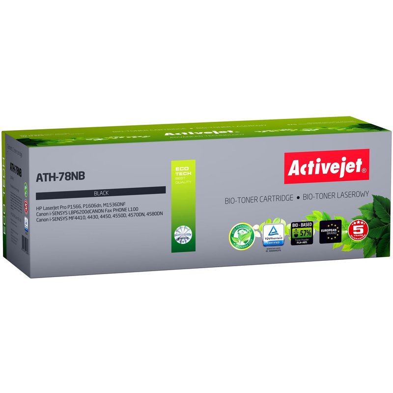 Activejet BIO Toner ATH-78NB pour imprimantes HP, Canon, Remplacement HP 78A CE278A, Canon CRG-728; Suprême; 2500 pages; noir.