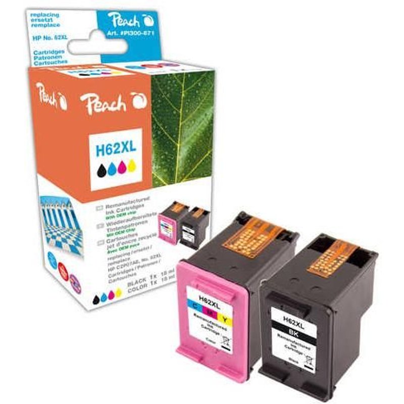 Peach 0F319639 cartouche d'encre 2 pièce(s) Noir, Cyan, Magenta, Jaune