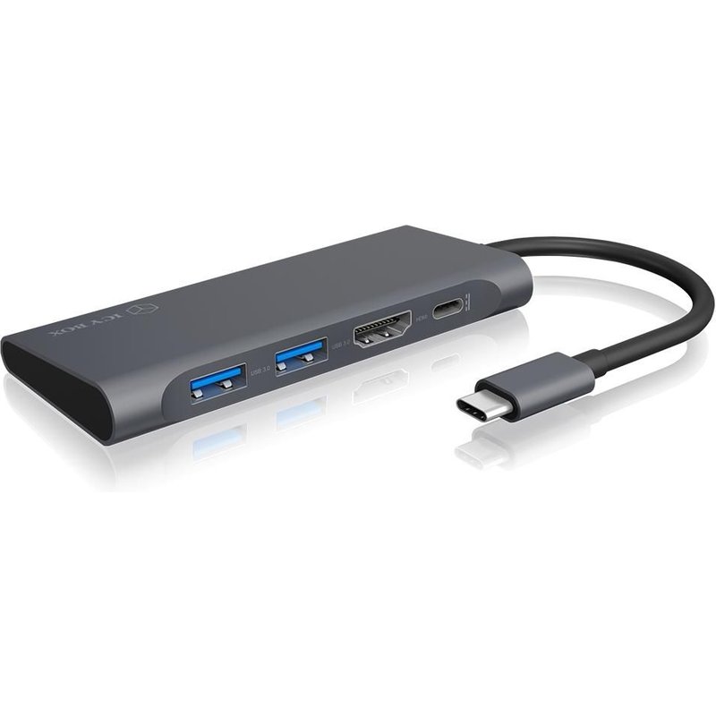ICY BOX IB-DK4022-CPD Avec fil USB 3.2 Gen 1 (3.1 Gen 1) Type-C Anthracite, Noir
