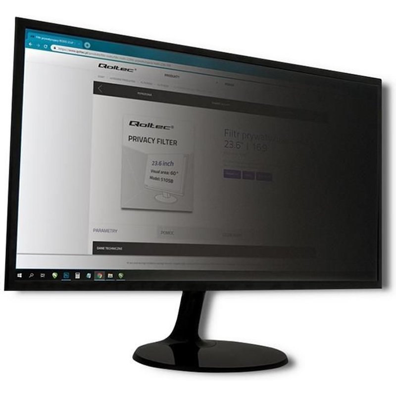 Qoltec 51055 filtre anti-reflets pour écran et filtre de confidentialité 54,6 cm (21.5") Moniteur Filtre de confidentialité sans bords pour ordinateur