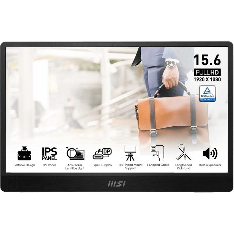 Ecran PC MSI PRO MP161DE E2 39,6 cm (15.6") 1920 x 1080 pixels Full HD LED Noir