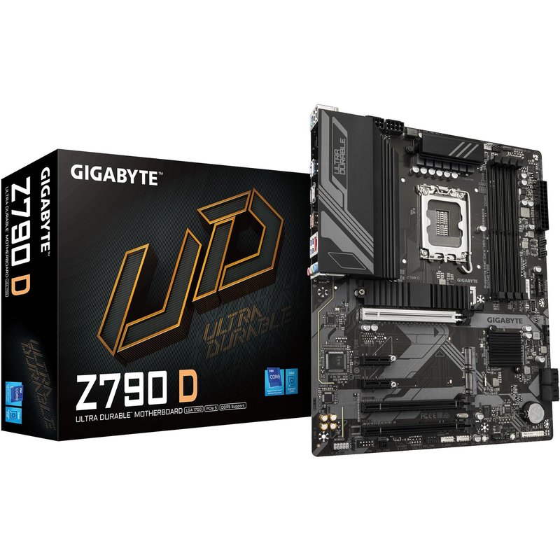 GIGABYTE Z790 D Carte Mère - Prend en charge les processeurs Intel Core de 14e génération, VRM numérique 12+1+1 phases, jusqu'à 7600MHz DDR5 (OC), 3xPCIe 4.0 M.2, LAN 2.5GbE, USB 3.2 Gen 2