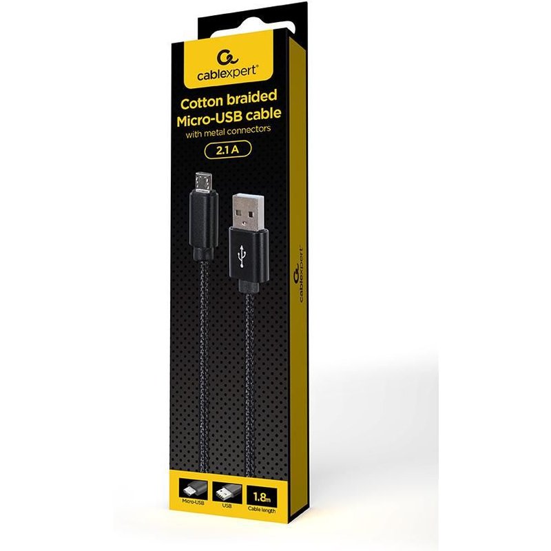 Gembird CCDB-MUSB2B-AMBM-6 câble USB USB 2.0 1,8 m USB A Micro-USB B Noir