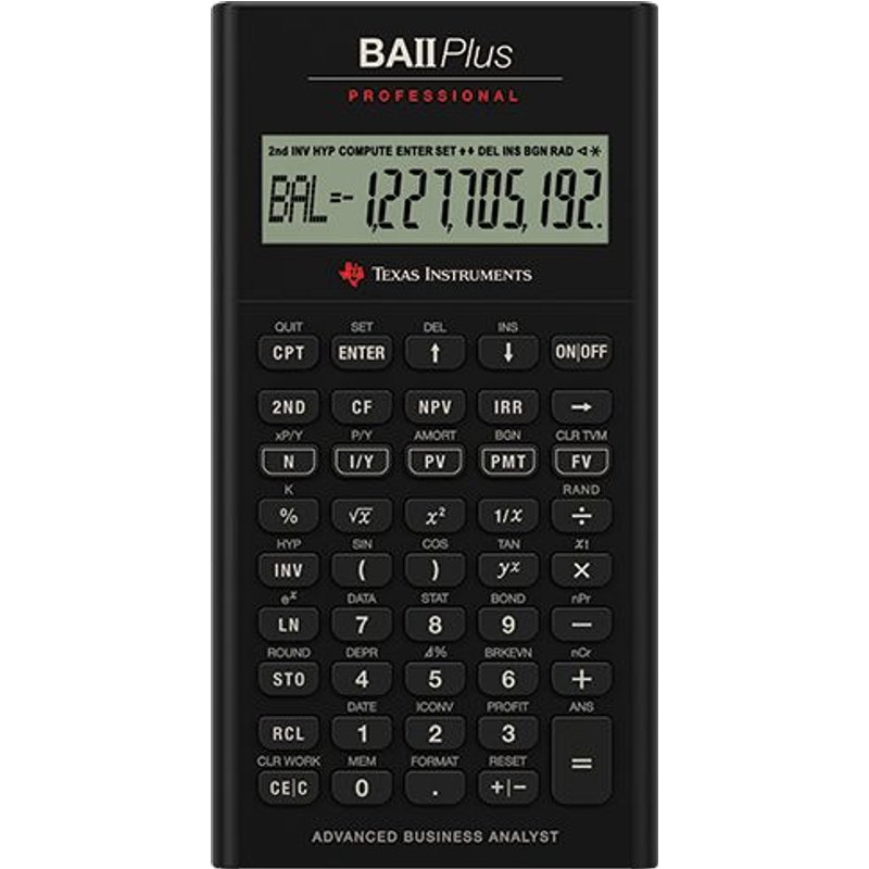 Texas Instruments BA-II Plus calculatrice Poche Calculatrice financière Noir