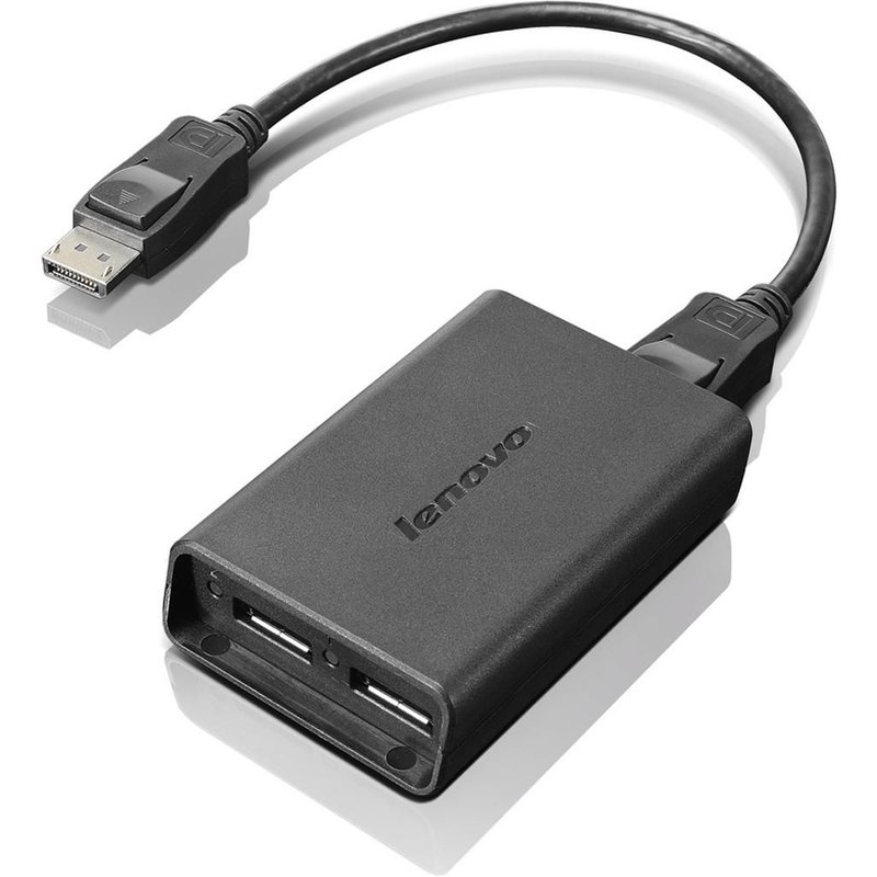 Lenovo DisplayPort to Dual-DisplayPort Monitor Cable USB A Noir
