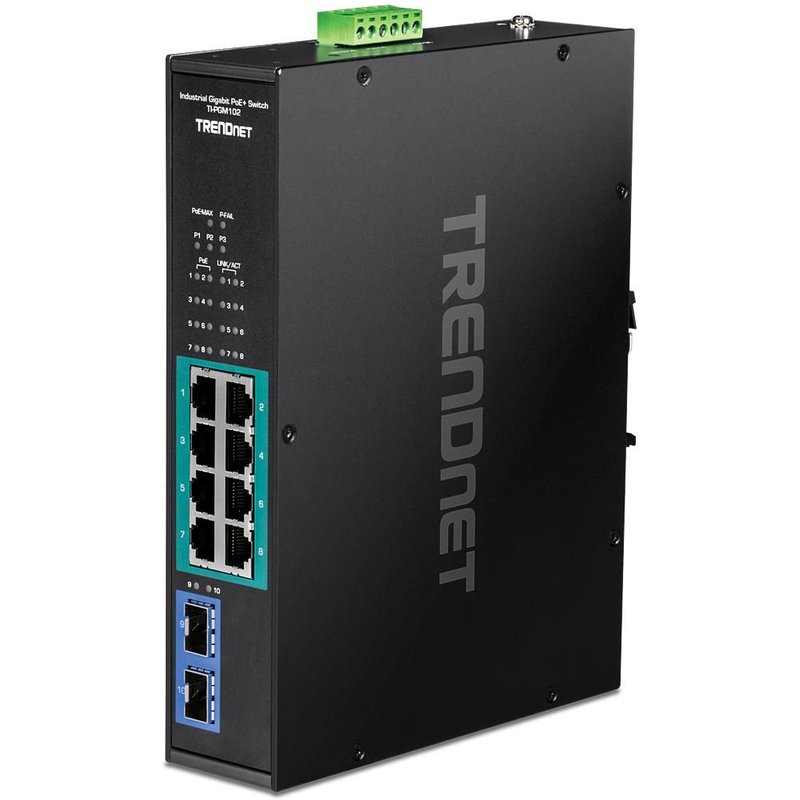 Trendnet TI-PGM102 commutateur réseau Gigabit Ethernet (10/100/1000) Connexion Ethernet, supportant l'alimentation via ce port (PoE) Noir