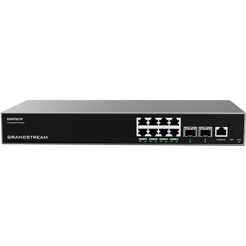 Grandstream Networks GWN7811P commutateur réseau Géré L3 Gigabit Ethernet (10/100/1000) Connexion Ethernet, supportant l'alimentation via ce port (PoE) Gris