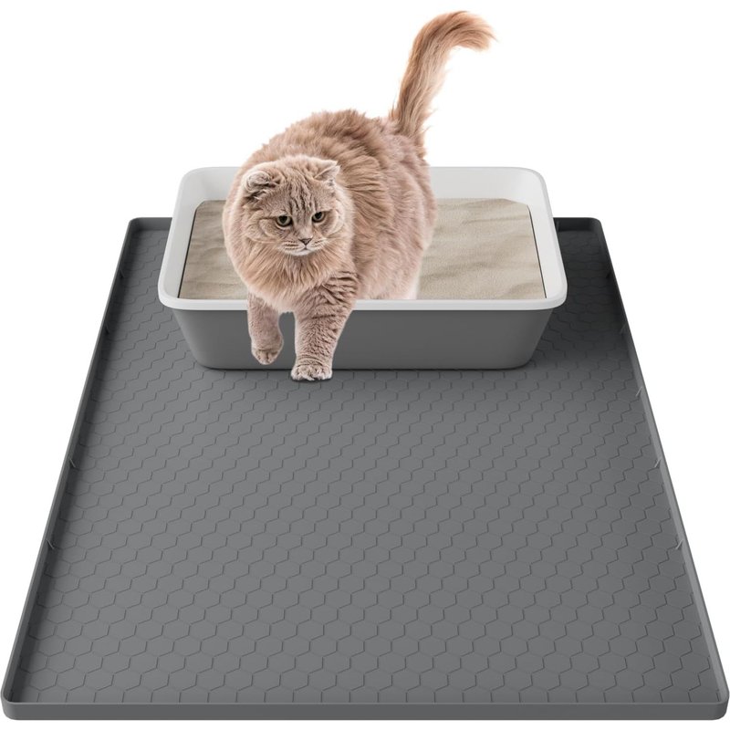 Kalanka-Tapis Litiere Chat En Silicone, Tapis Chat Litiere Imperméable, Tapis Pour Chat Antidérapant Tapis De Litière Pour Chat, Facile À Nettoyer
