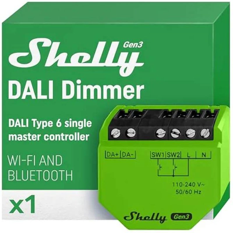 Shelly DALI Dimmer Gen3 - Variateur de lumière LED Wi-Fi, Gradateur sans fil pour luminaires DALI (Part 207), Alimentation du bus