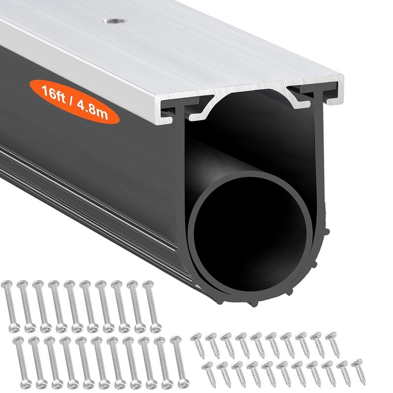 MEVRONISSHOP-Joint Porte Garage 4,8 m avec Rail Bande d'Étanchéité en Caoutchouc 10 cm de Largeur Extrémité en T de 8 mm pour Empêcher la Pénétration de Vent Pluie Feuille Porte Sectionnelle Entrepôt