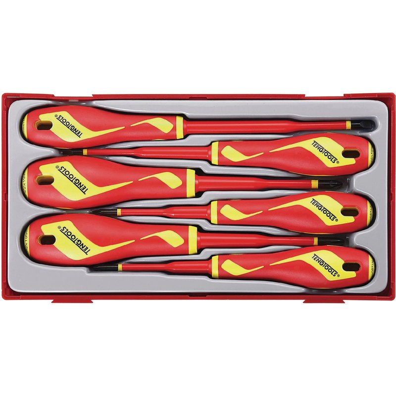 Jeu de 6 tournevis Plats - PH et PZ - Isolés 1000 Volts Teng Tools TTV706N