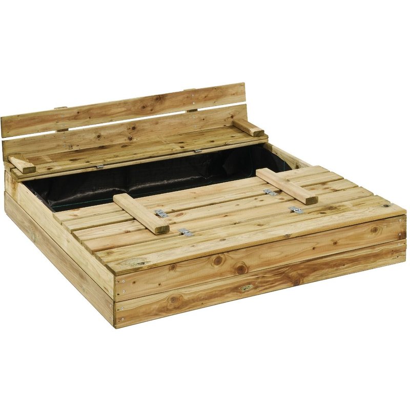 Kangui - Bac À Sable En Bois Pefc Avec Couvercle Et Bancs