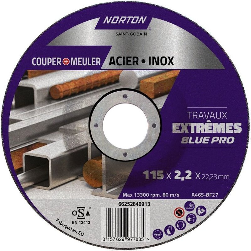 Disque tronc acier/inox NORTON 125x2,2