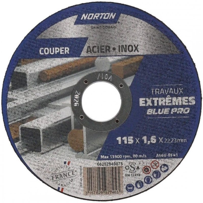 Lot de 4+1 disques 115x1,6 acier/inox extreme