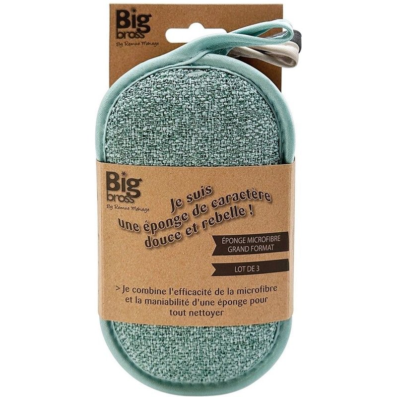 Lot de 3 Eponge microfibre Grand format multisurface, BIG BROSS