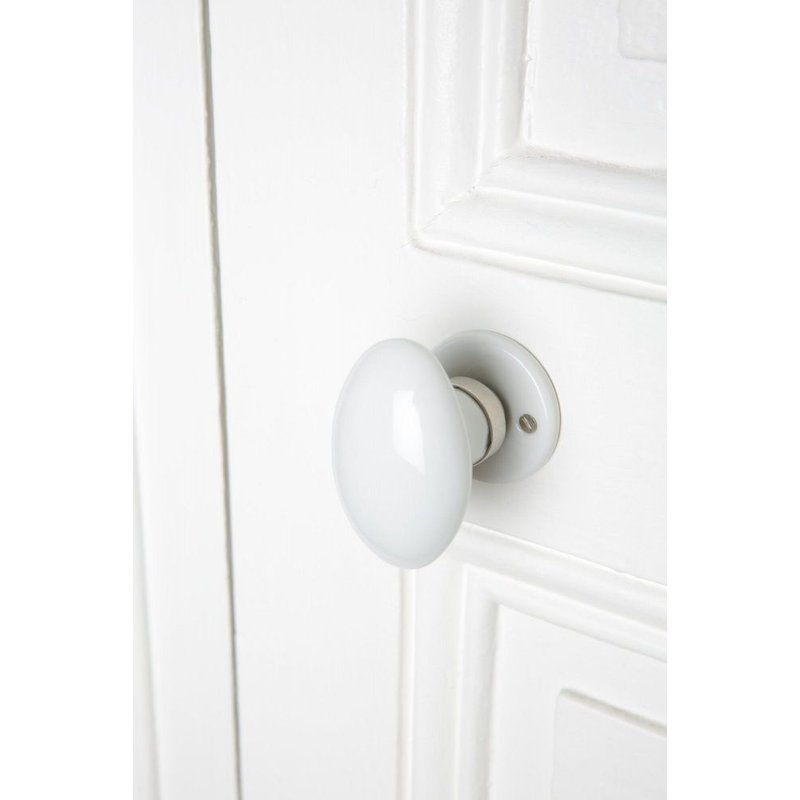 Bouton De Porte Porcelaine, Blanc Nickelé Mat Inspire, Porcelaine Sans Trou