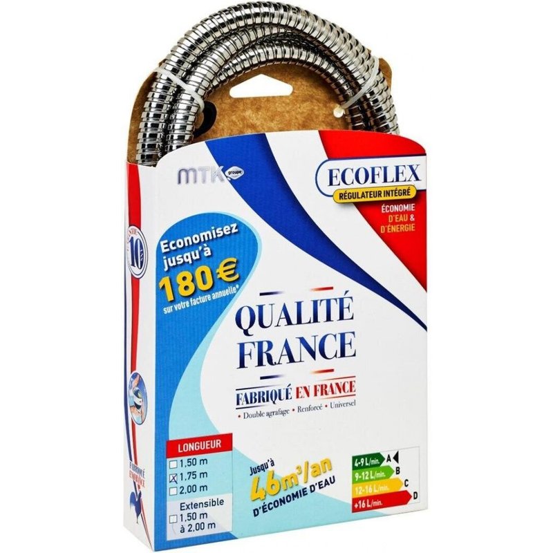 Flexible de douche L.175 cm chrome, MTK Franflex