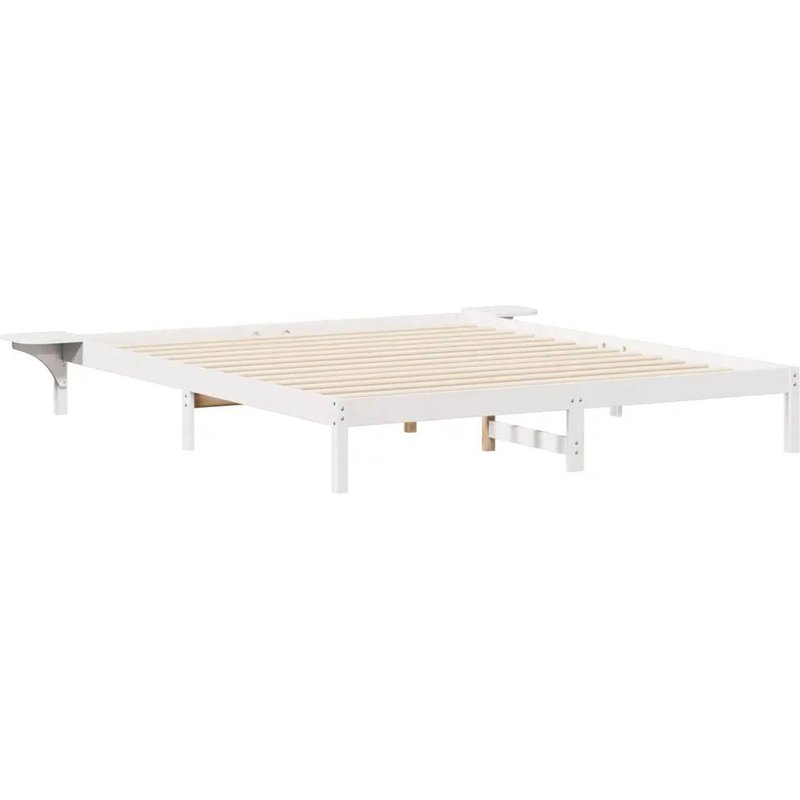 Vidaxl Cadre De Lit Avec Tables De Chevet Blanc 200 X 210 Cm