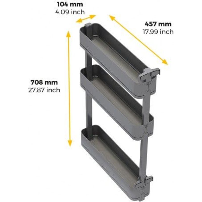 Porte-bouteilles latéral extractible Harmony anthracite - 3 paniers - pour module largeur 150 mm EMUCA