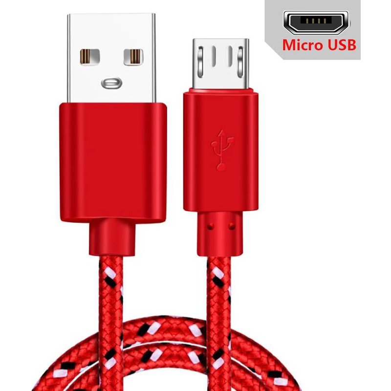 Câble Micro USB 1m/2m/3m, synchronisation de données, câble de chargeur USB pour Samsung Huawei Xiaomi HTC téléphone Android, câbles Microusb tressés en Nylon Red For Micro 1m