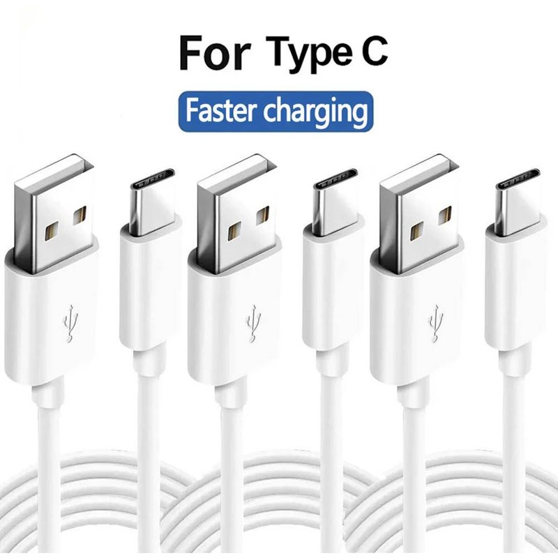 Câbles de téléphone portable USB Type C 3A, cordon de charge rapide, câble adaptateur USB pour Samsung Huawei Xiaomi, câble de données USB C 1m 2m 3m White 3PCS 1m