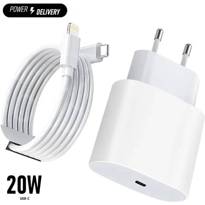 Chargeur Rapide - Apple - iPhone 13 - 20W - USB C - Câble 2m Lightning