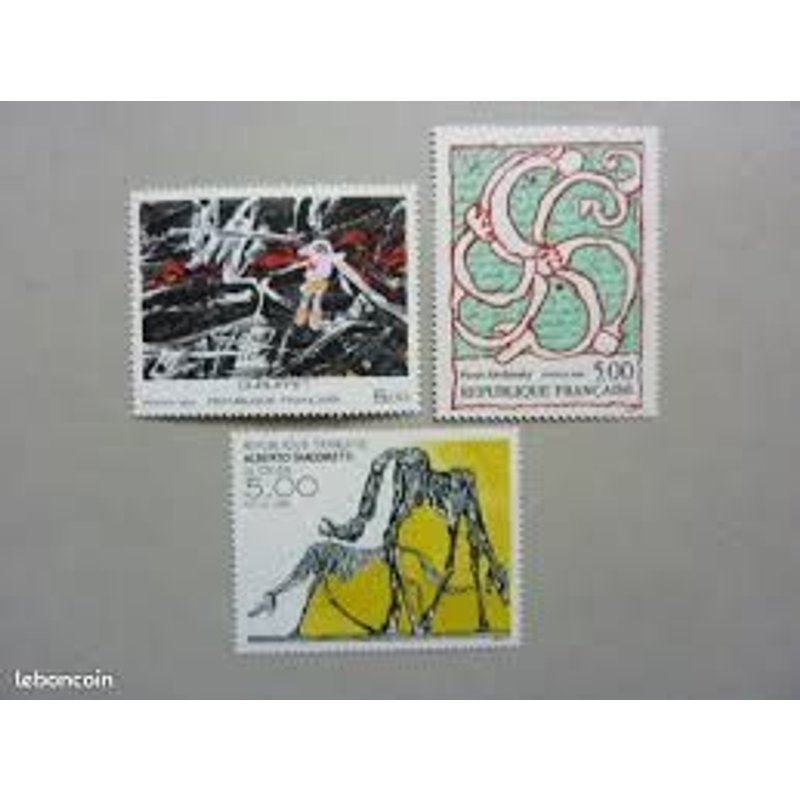 Art : Oeuvres De Jean Dubuffet, Pierre Alzchinsky Et Alberto Giacometti Série Complète Année 1985 N° 2381 2382 2383 Yvert Et Tellier Luxe
