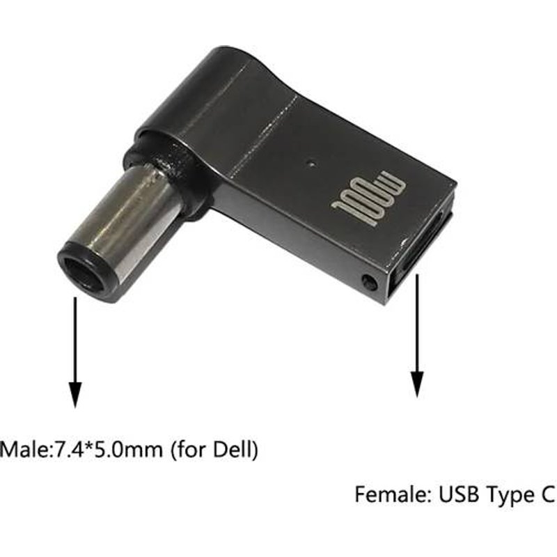Adaptateur de charge rapide USB Type C 100W,connecteur universel USB C pour ordinateur portable,convertisseur pour Dell Asus Hp Acer Lenovo 7.4-5.0mm (for Dell)