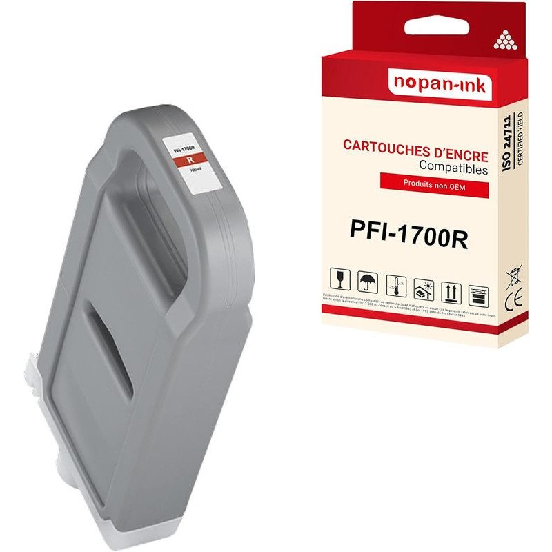 NOPAN-INK - x1 Cartouche compatible pour Canon PFI1700 PFI-1700R Rouge 0783C001