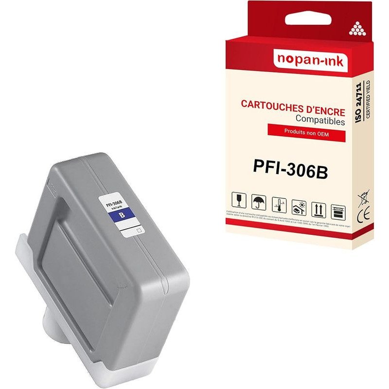 NOPAN-INK - x1 Cartouche compatible pour Canon PFI306 PFI-306B Bleu 6665B001