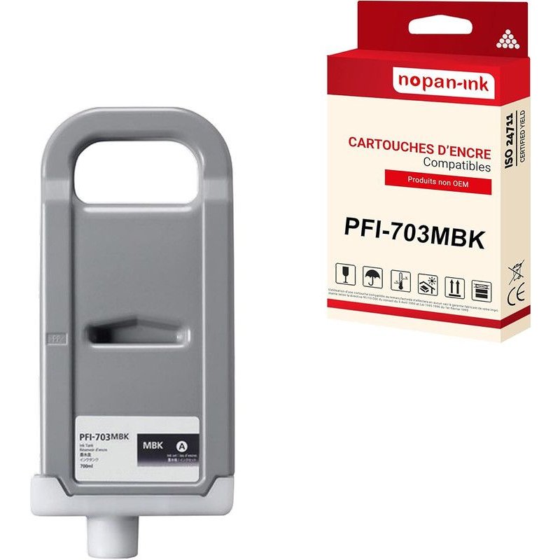 NOPAN-INK - x1 Cartouche compatible pour Canon PFI703 PFI-703MBK Noire Mat 2962B001
