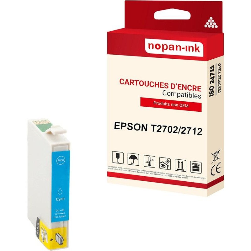 NOPAN-INK - x1 Cartouche compatible pour EPSON T2712 XL T2712XL Cyan Réveil